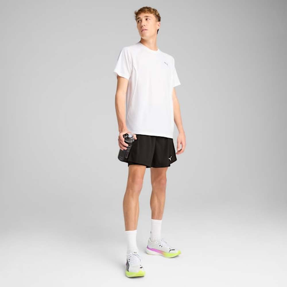 Puma Mens Run Velocity Short Sleeves T-Shirt In Puma White