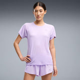 Puma Womens Run Velocity Short Sleeves T-Shirt In Light Lavender
