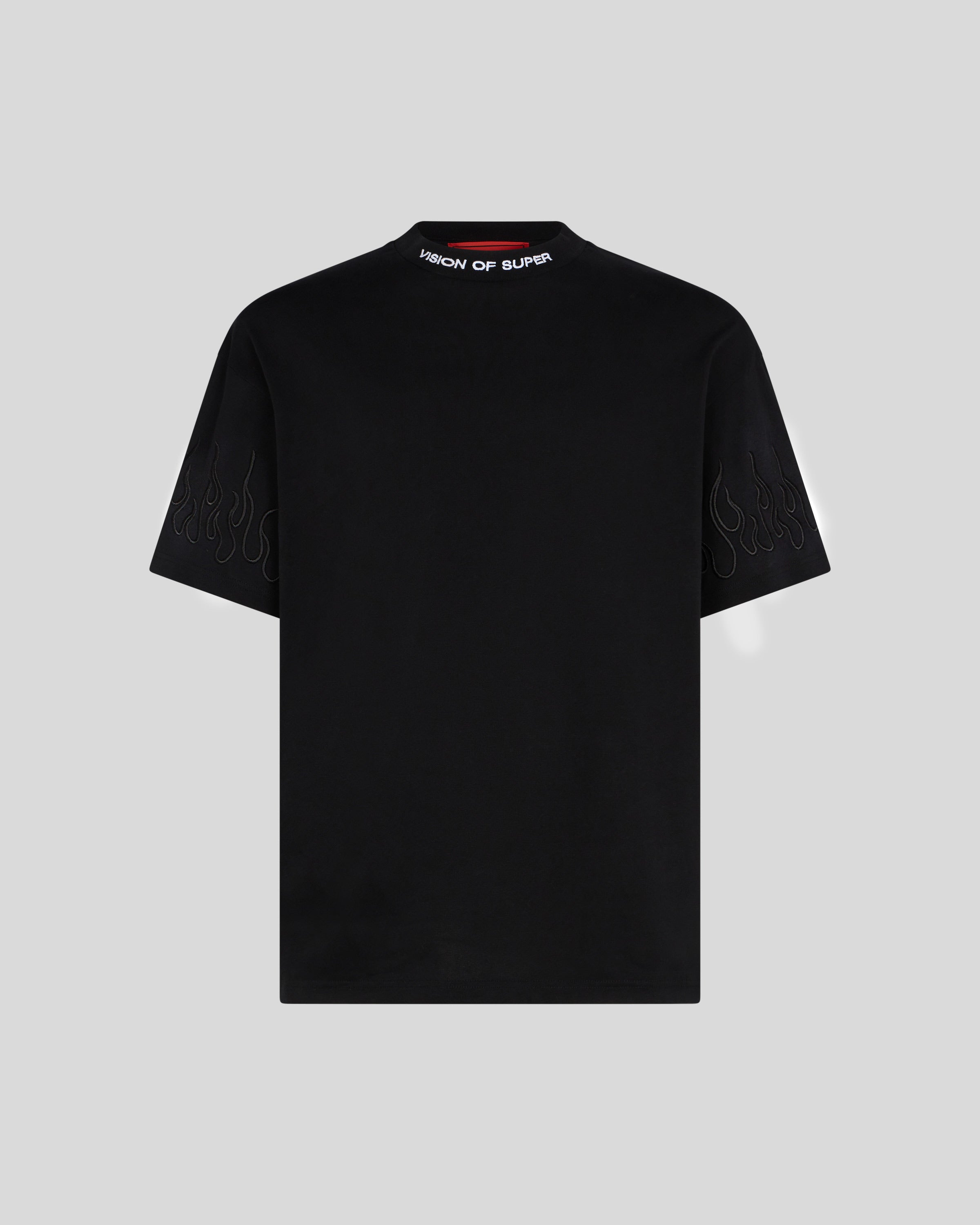 Vision Of Super Vs00860 T-Shirt With Black Flames  Black