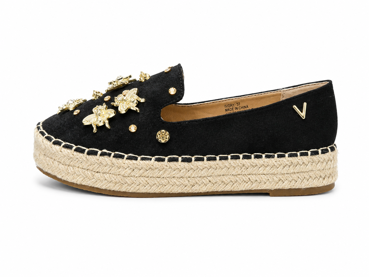 Viabeach Brazil Ladies Ivory 3 Flat Shoes In Black