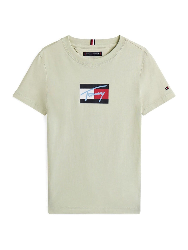 Tommy Hilfiger Boys Script Flag Print In Sage