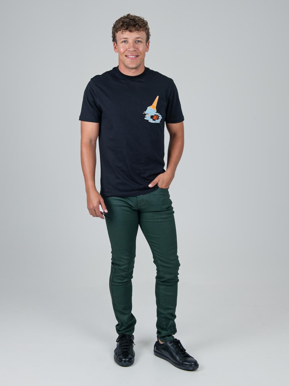 Ben Sherman Mens Wax Coated Slim Fit Denim Jeans