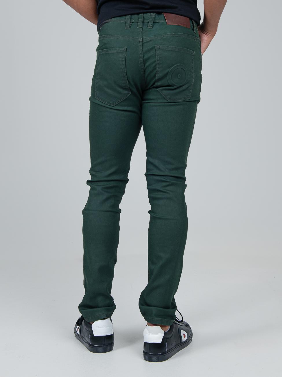 Ben Sherman Mens Wax Coated Jeans In Armay Green