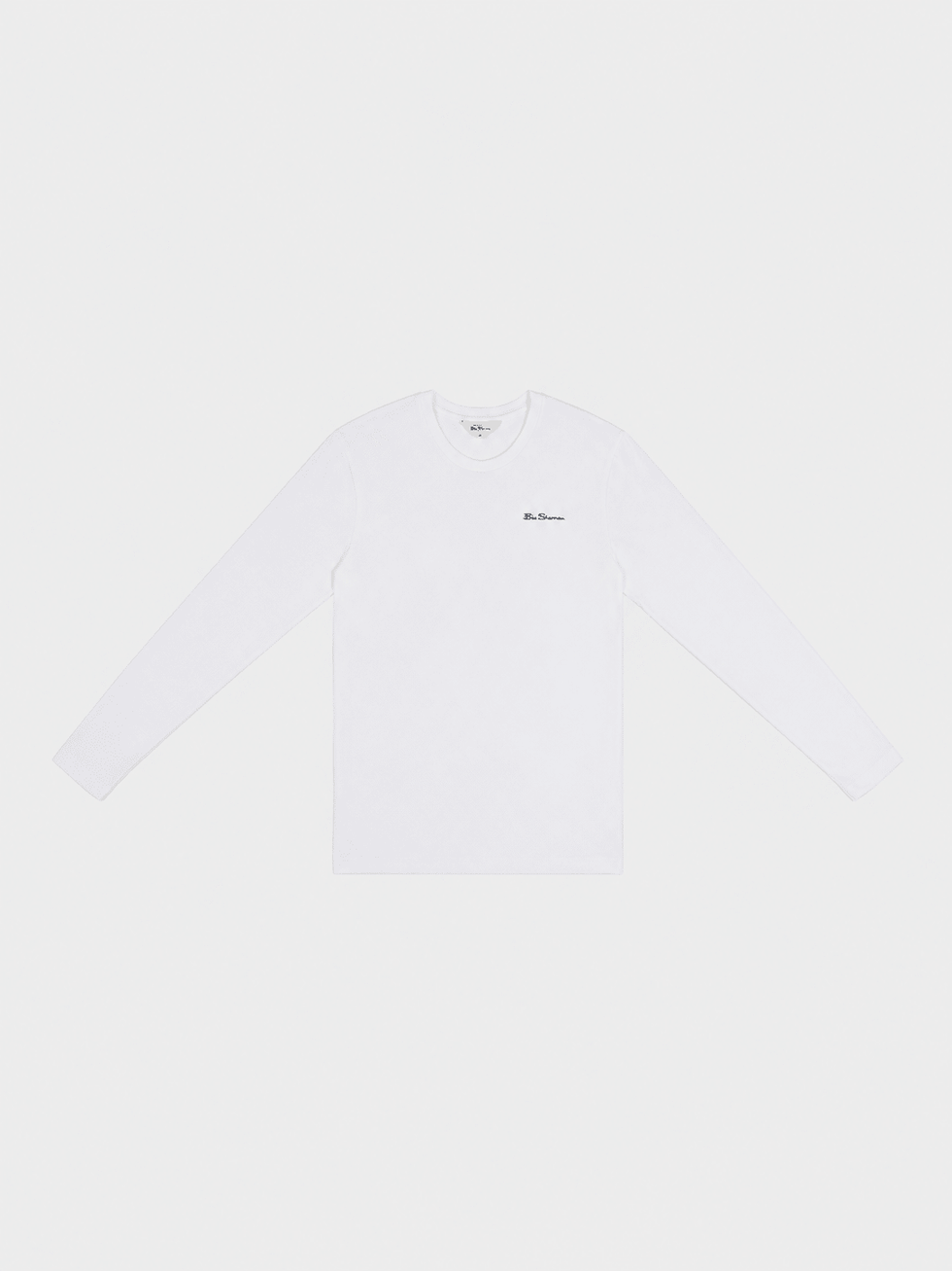 Ben Sherman Mens Essential Long Sleeve Crew T-Shirt In White