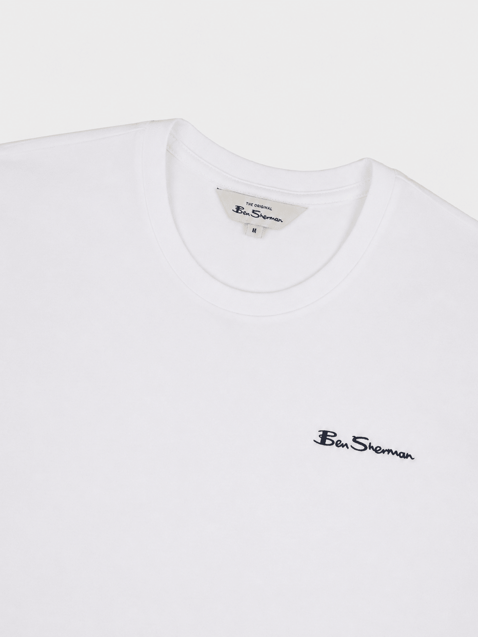 Ben Sherman Mens Essential Long Sleeve Crew T-Shirt In White