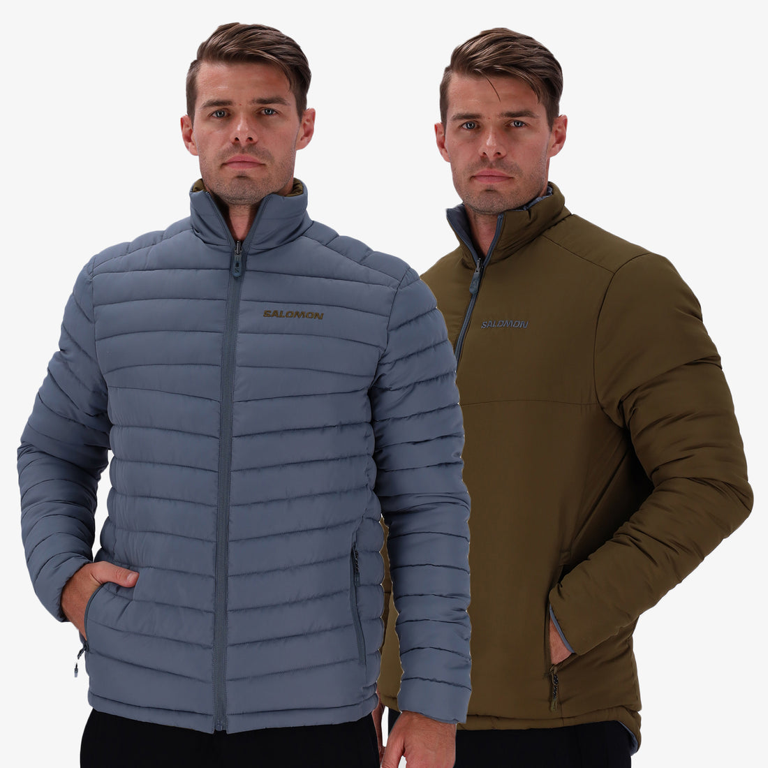 Salomon Mens Agenta Reversible Jacket In Basalt/Dark Olive