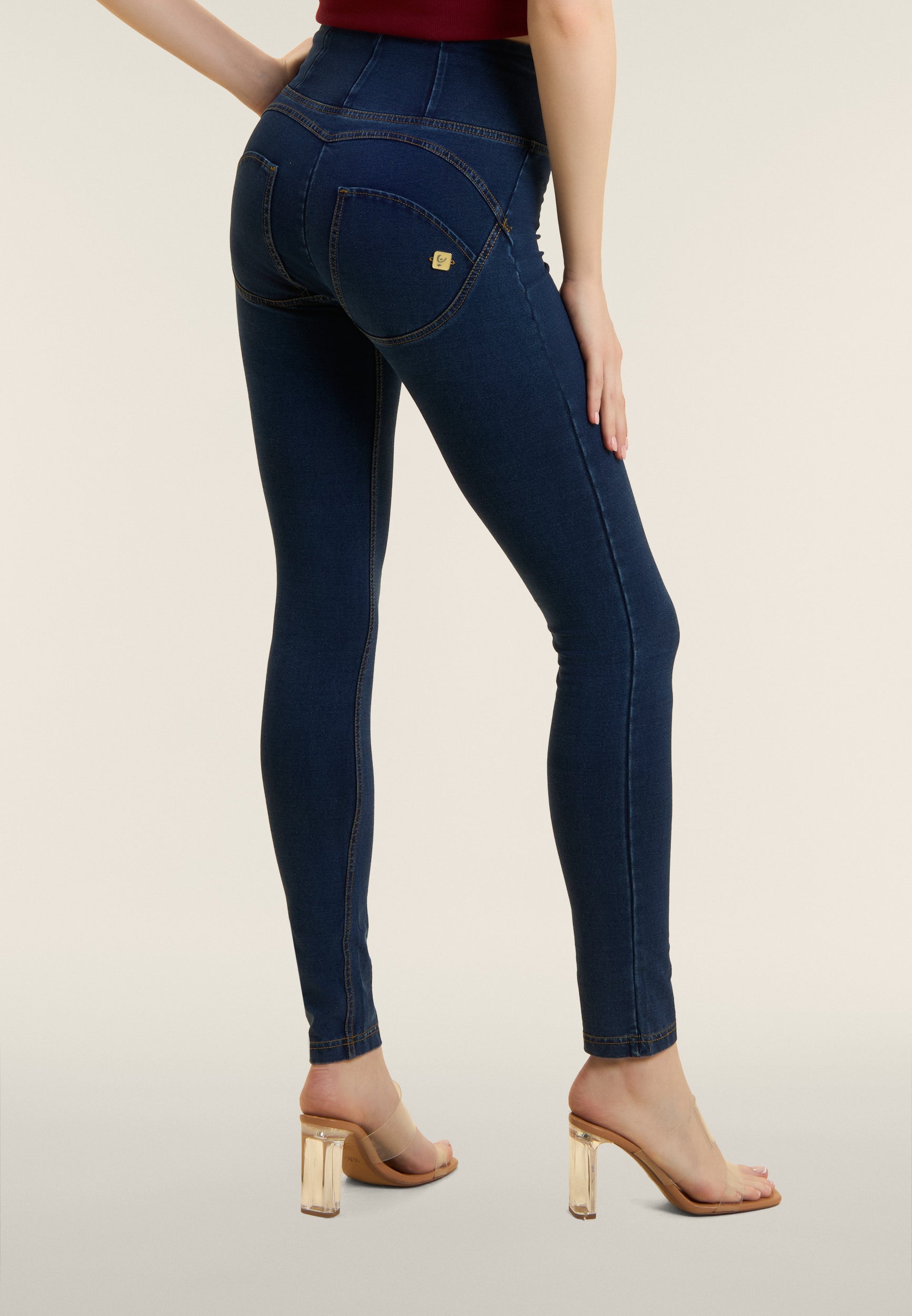 Freddy Womens High Waist Skinny Push Up Joy Jeans In Navy