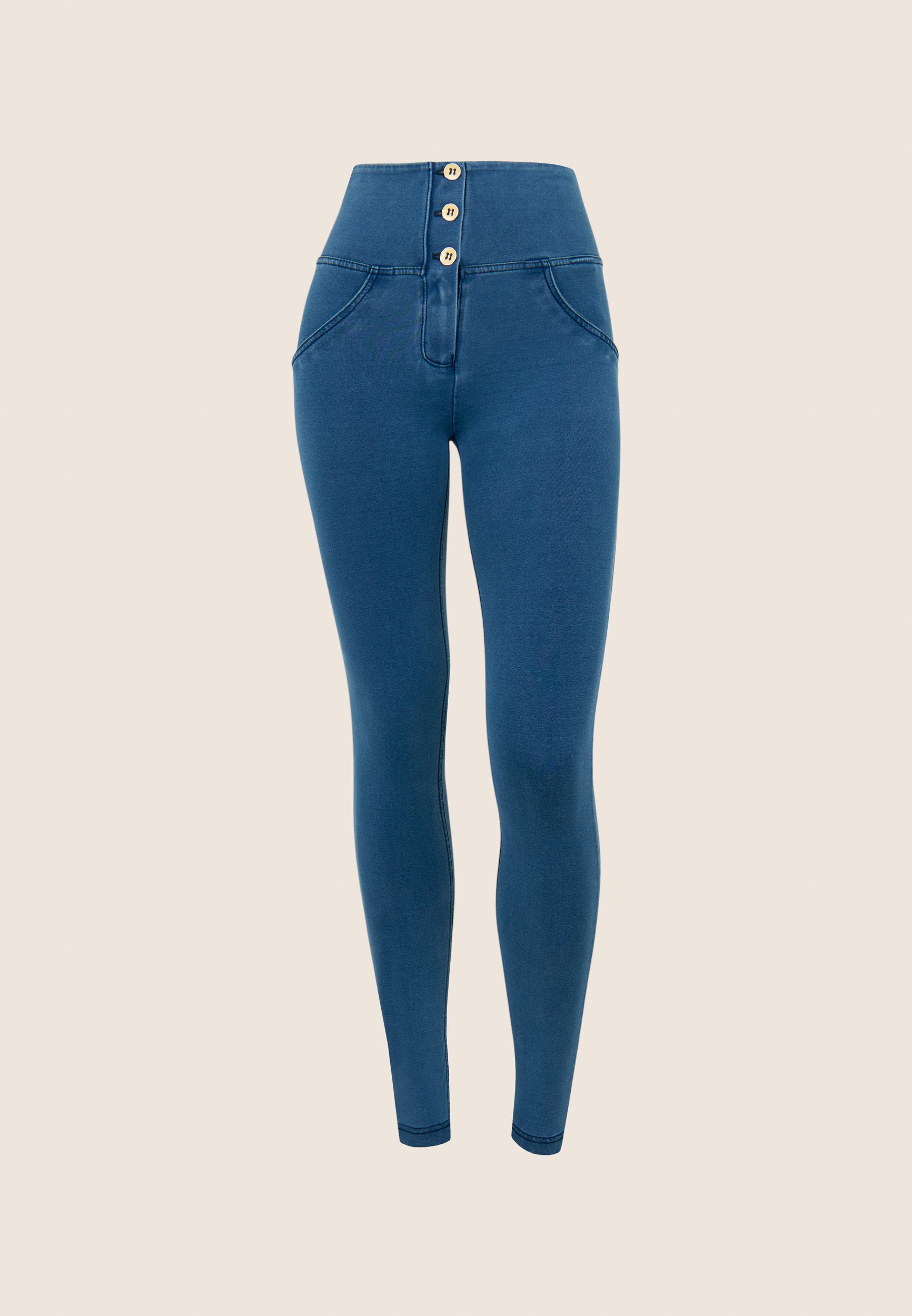 Freddy Womens High Rise With Button J4B Jeans In Light Blue