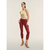 Freddy Womens High Waist Cropped Eco Leather Pants In Red