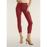 Freddy Womens High Waist Cropped Eco Leather Pants In Red
