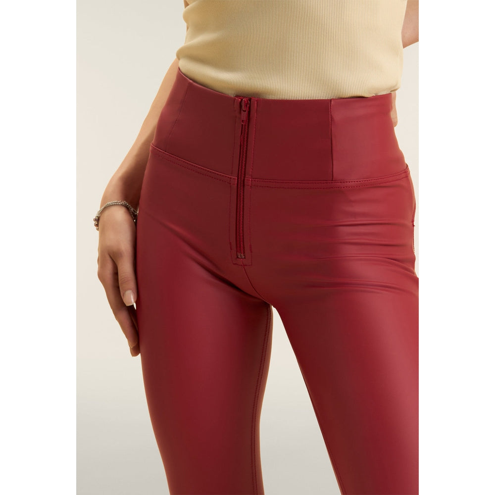 Freddy Womens High Waist Cropped Eco Leather Pants In Red
