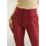 Freddy Womens High Waist Cropped Eco Leather Pants In Red