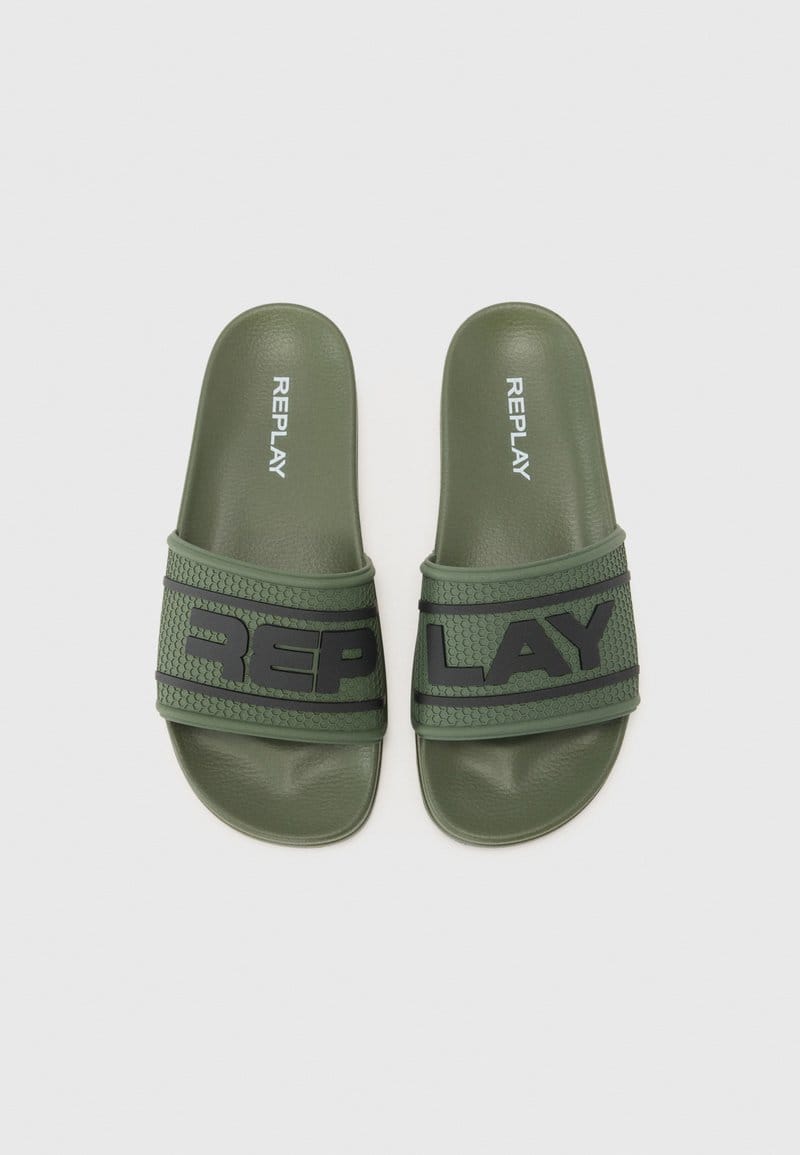Replay Mens Total Up Slides In Military Green