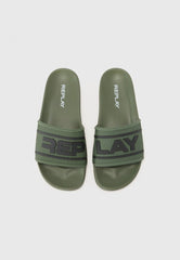 Replay Mens Total Up Slides In Military Green