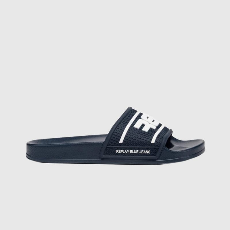 Replay Mens Up Total Slides In Navy and White