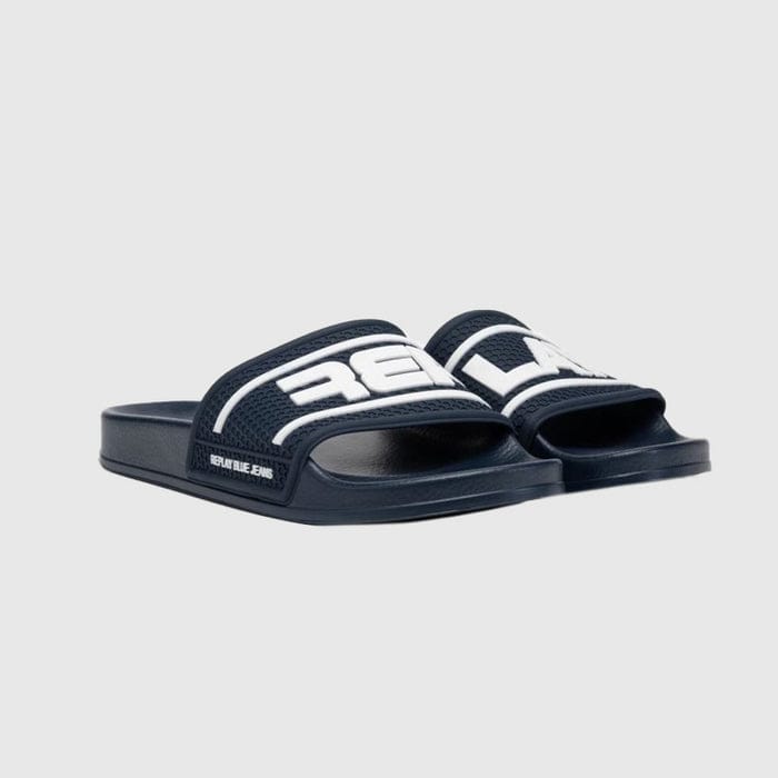 Replay Mens Up Total Slides In Navy and White