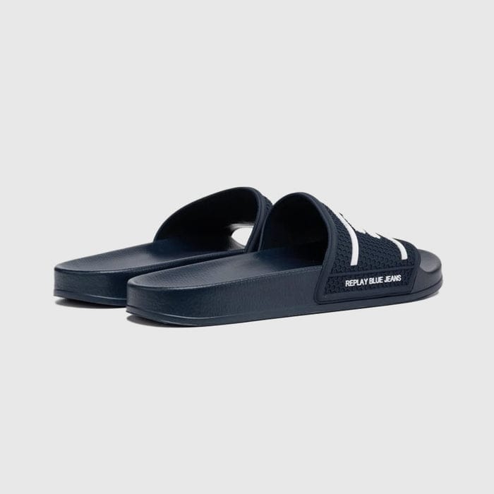 Replay Mens Up Total Slides In Navy and White