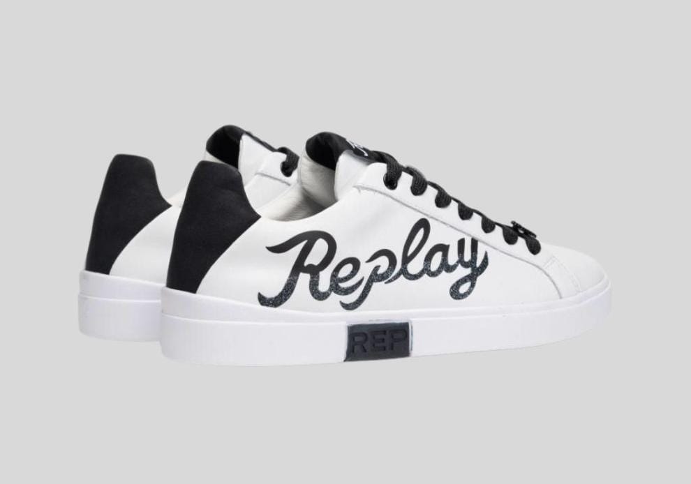 Replay Womens Polys W Write Sneakers In White/Black