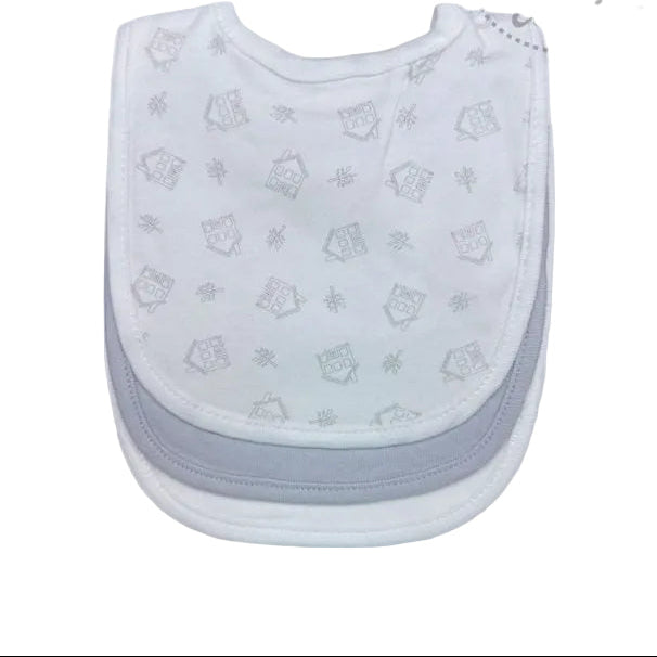 Mothers Choice Unisex 3 Pack Bibs In Grey And White