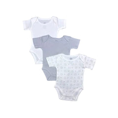 Mothers Choice Unisex Baby 3 Pack Bodysuit Set In Grey And White