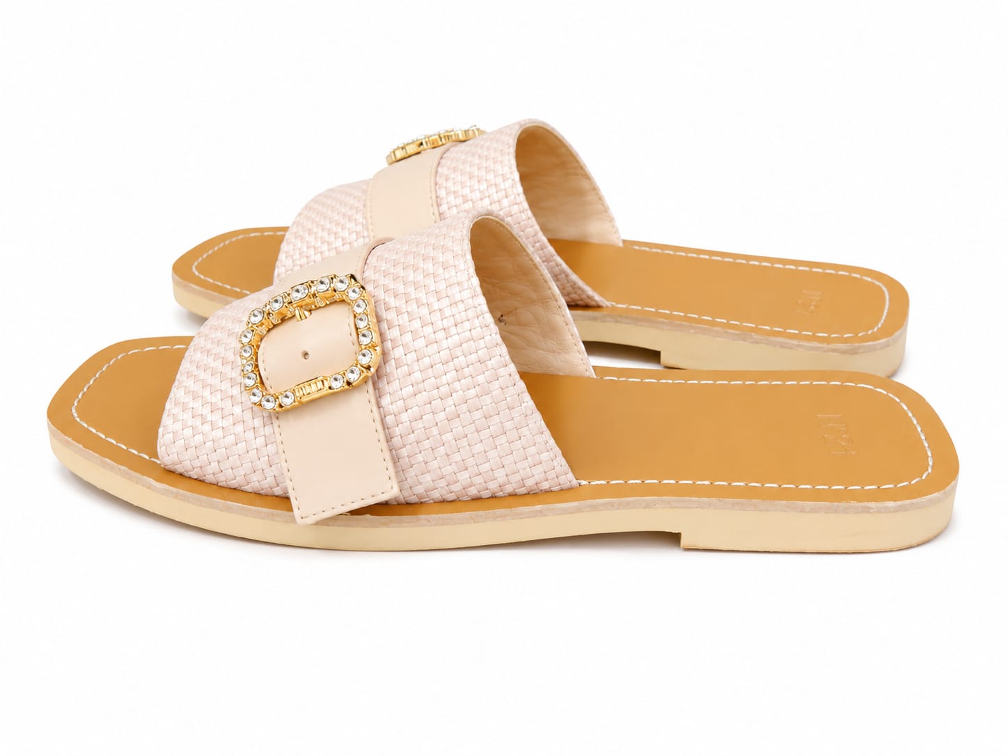 Nº21 Womens Crystal Embellished Woven Slide In Pink