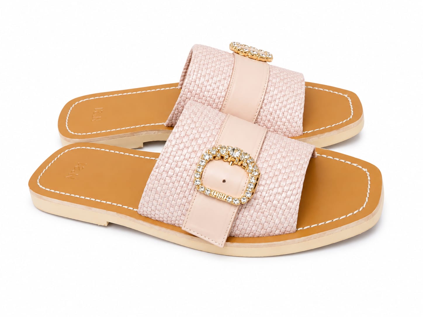 Nº21 Womens Crystal Embellished Woven Slide In Pink