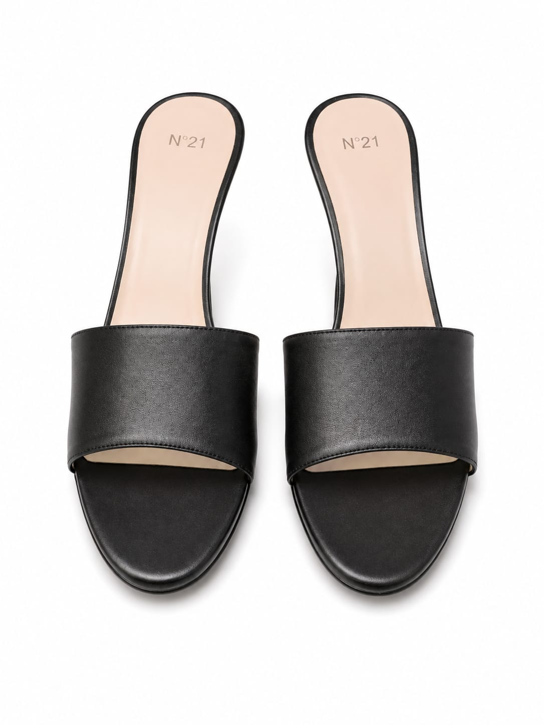 Nº21 Womens Toe Strap 60Mm Leather Mules Heels In Black