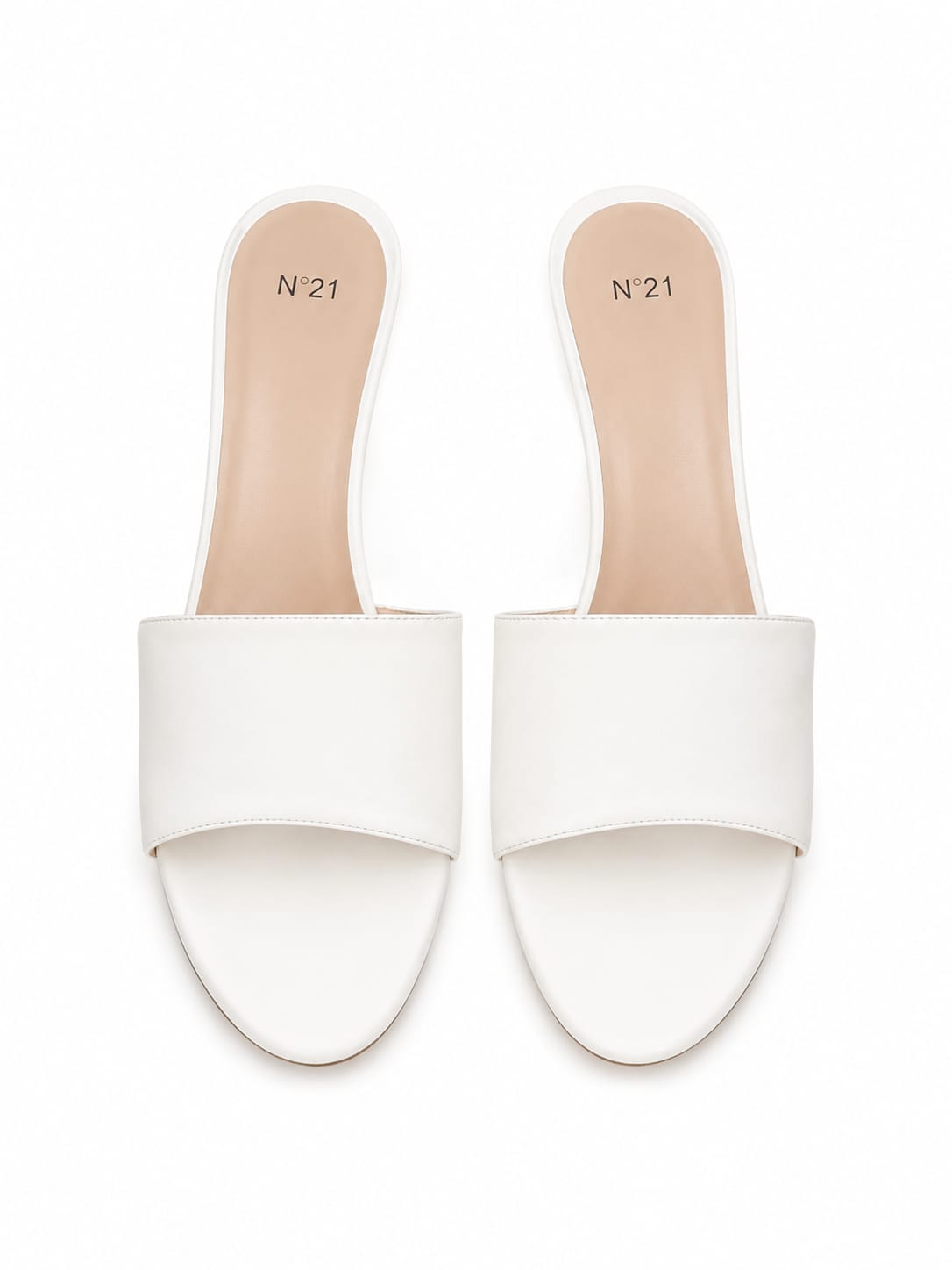 Nº21 Womens Toe Strap 60Mm Leather Mules Heels In White