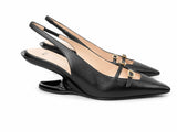 Nº21 Womens Crystal Embroidded Buckle Slingback In Black