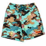 Sniper Kiddies Boy Swim Shorts In Coral Camouflage