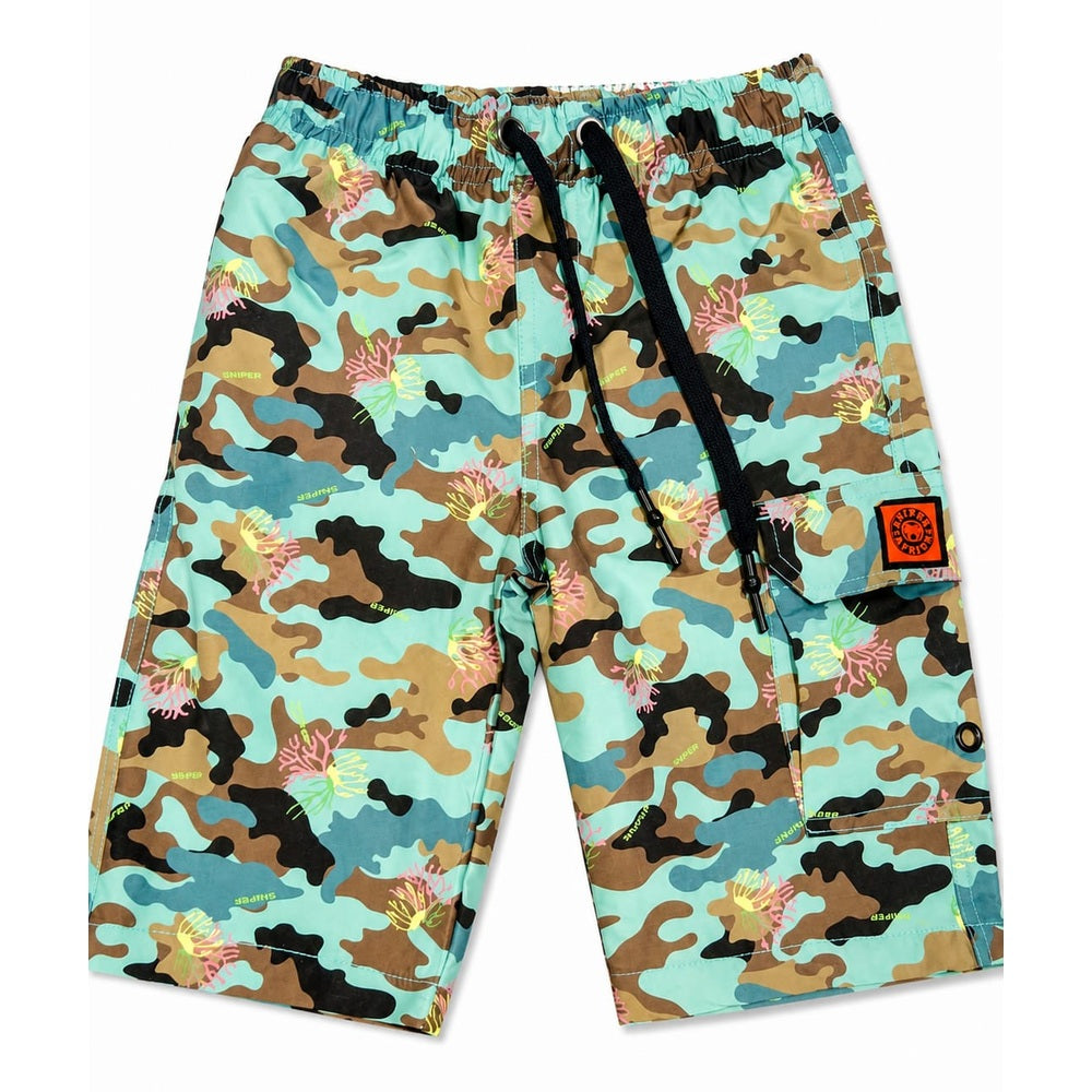 Sniper Kiddies Boys 3/4 Swim Shorts In Coral