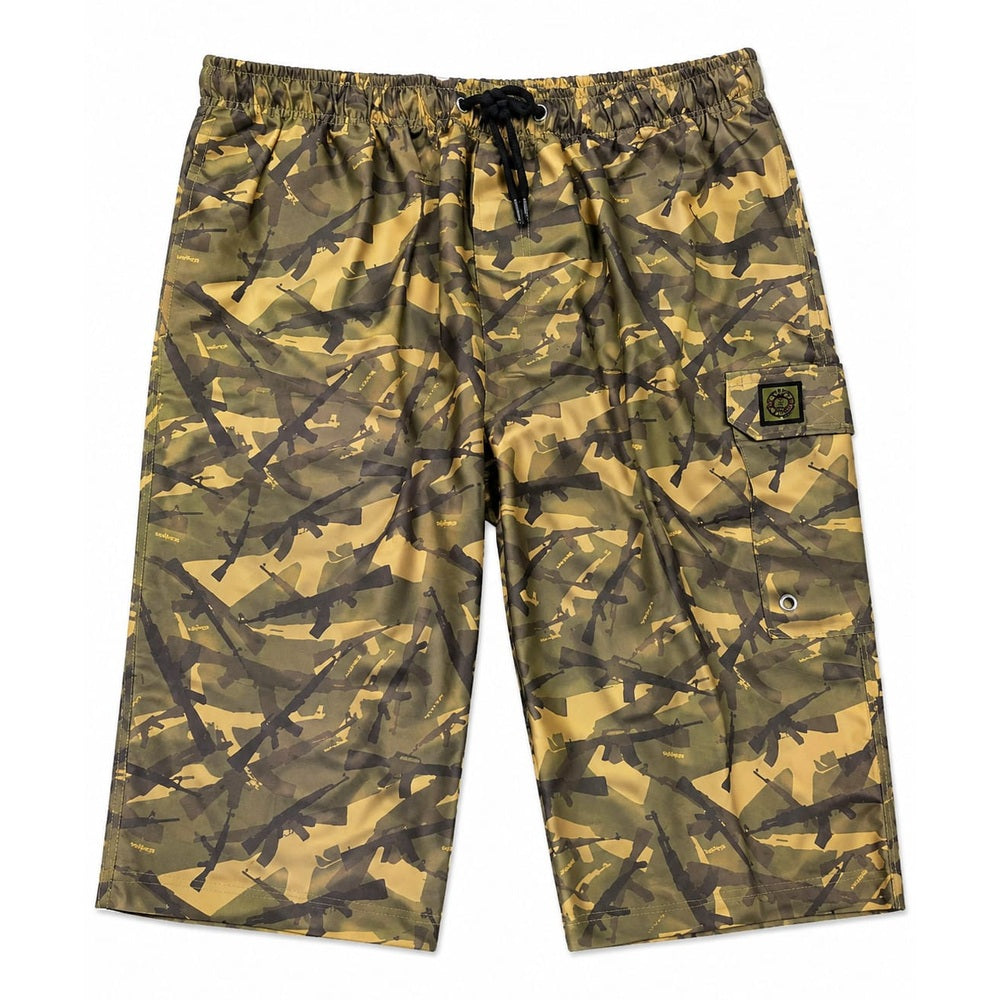 Sniper Mens 3/4 Swim Shorts In Army Green