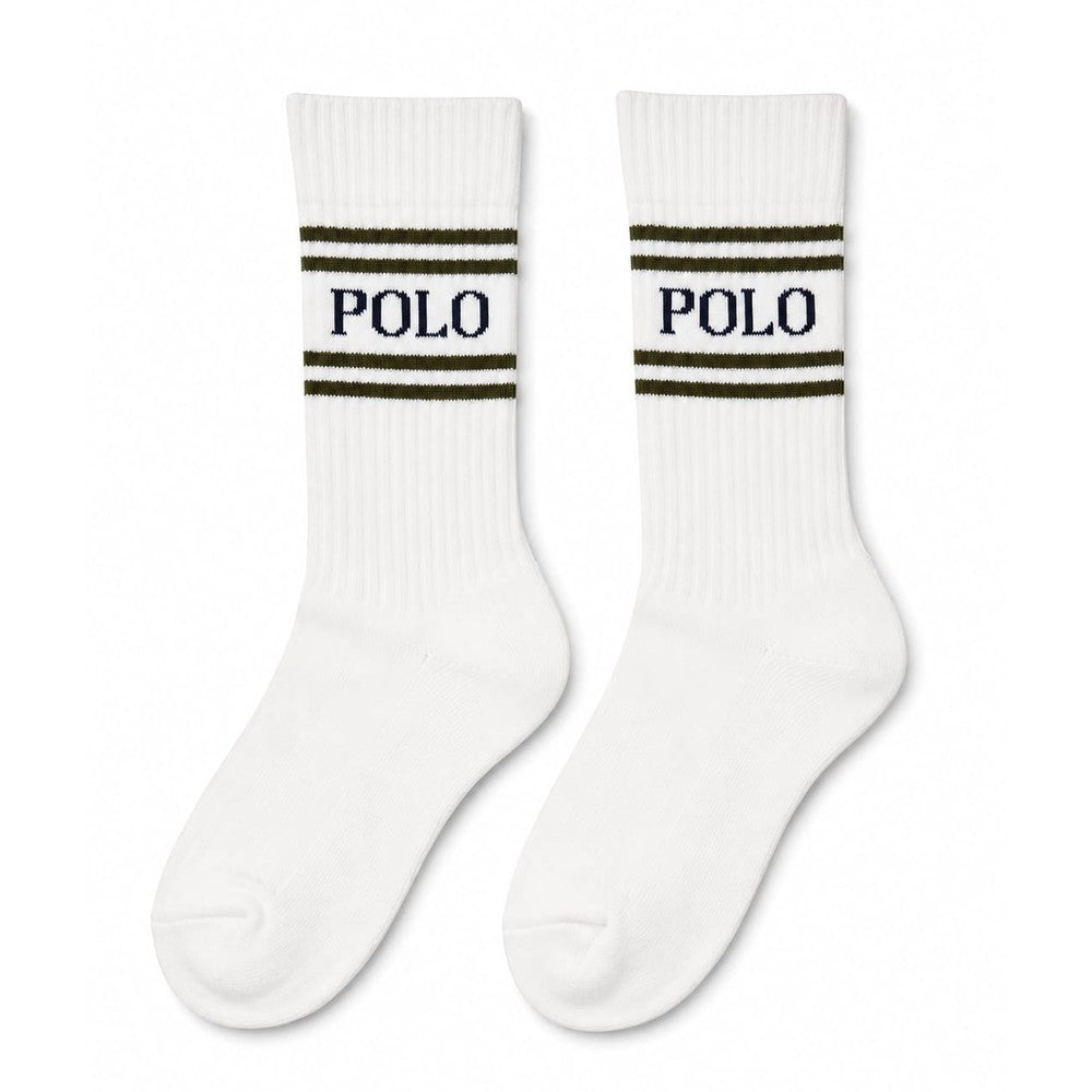Polo Mens Tennis Crew Socks In White