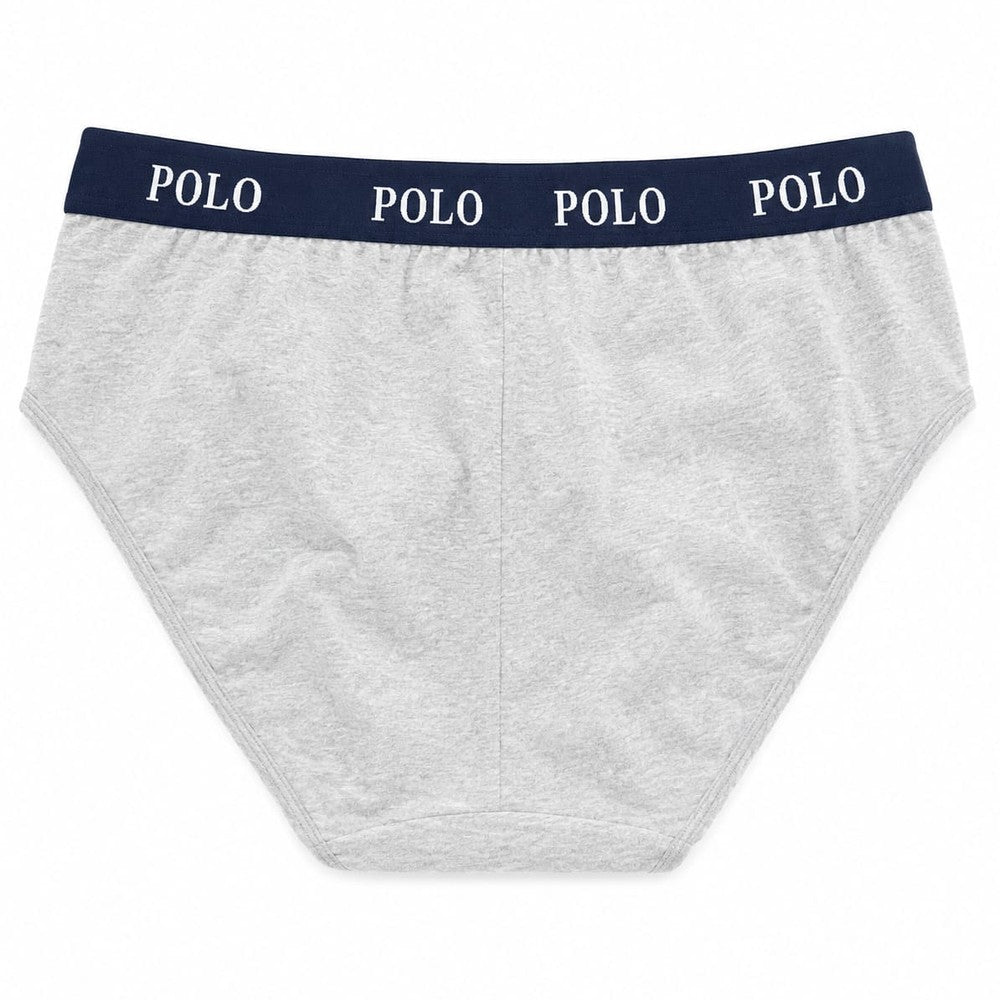 Polo Men Rob Plain Knit Briefs In Grey/Navy