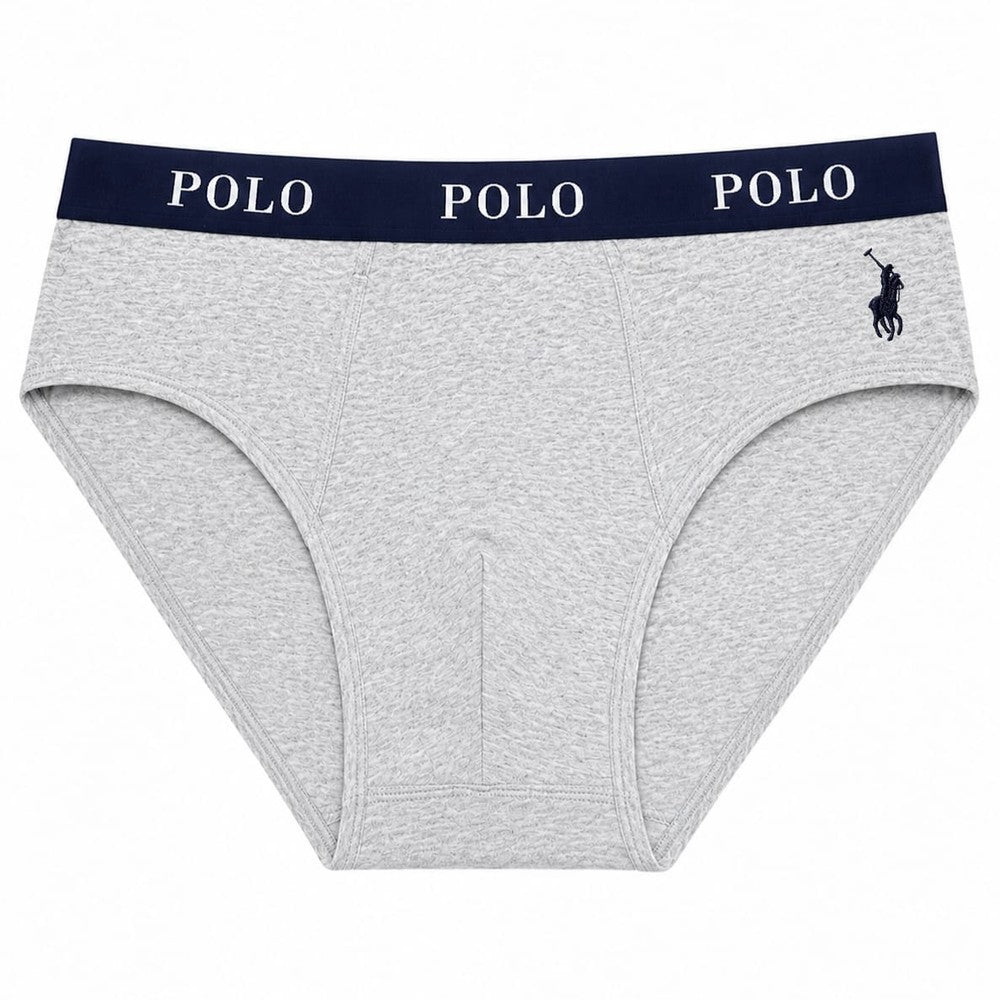 Polo Men Rob Plain Knit Briefs In Grey/Navy