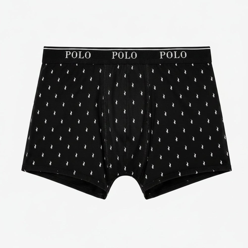 Polo Mens Reid All Over Print Knit Boxer In Black/White