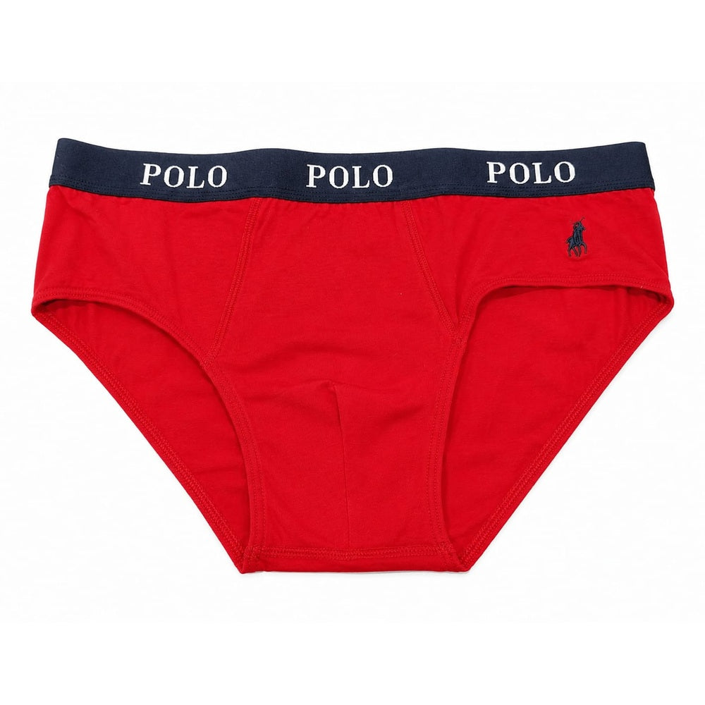 Polo Mens Rob Plain Knit Briefs In Red/Navy
