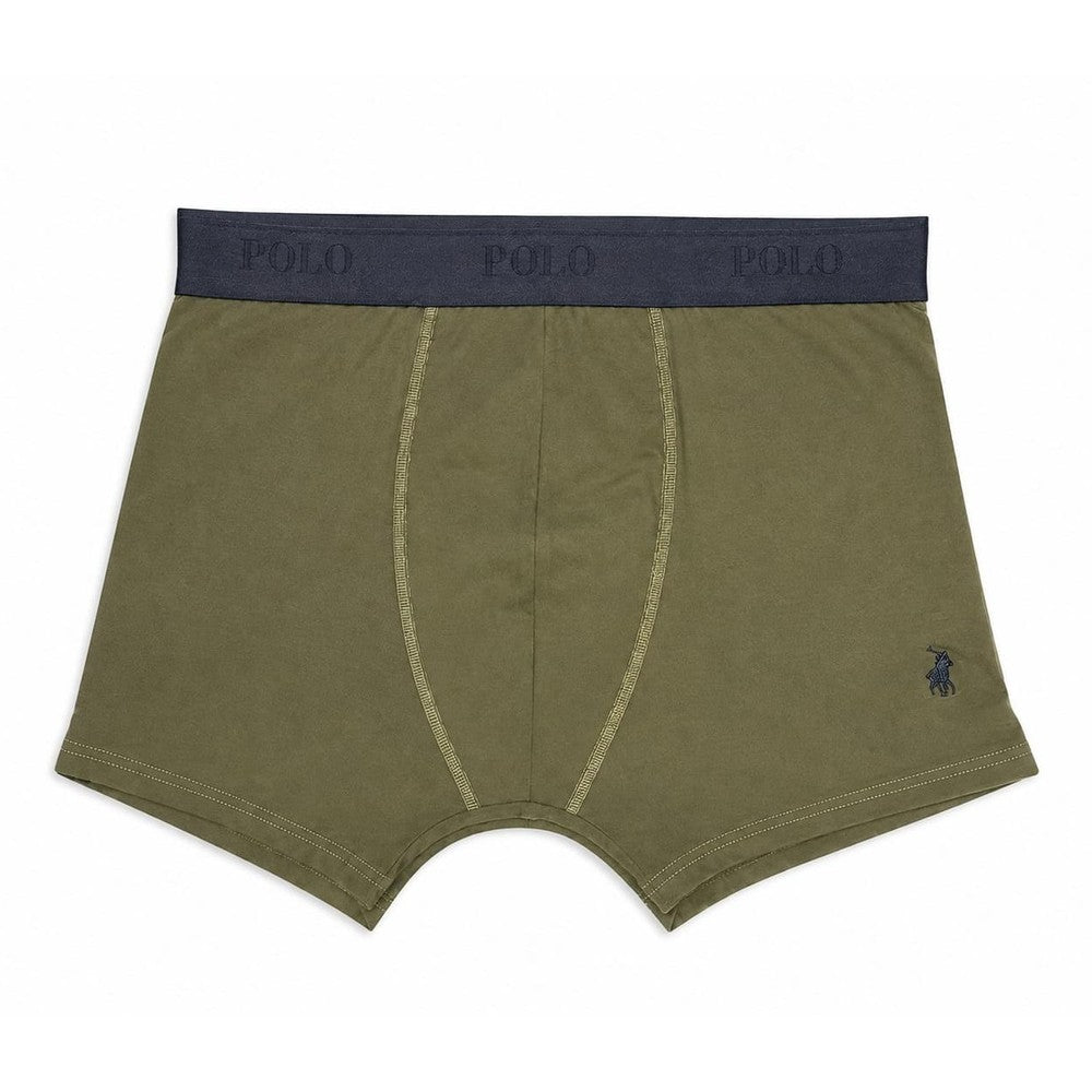 Polo Mens Plain Knite Boxer In Olive/Navy