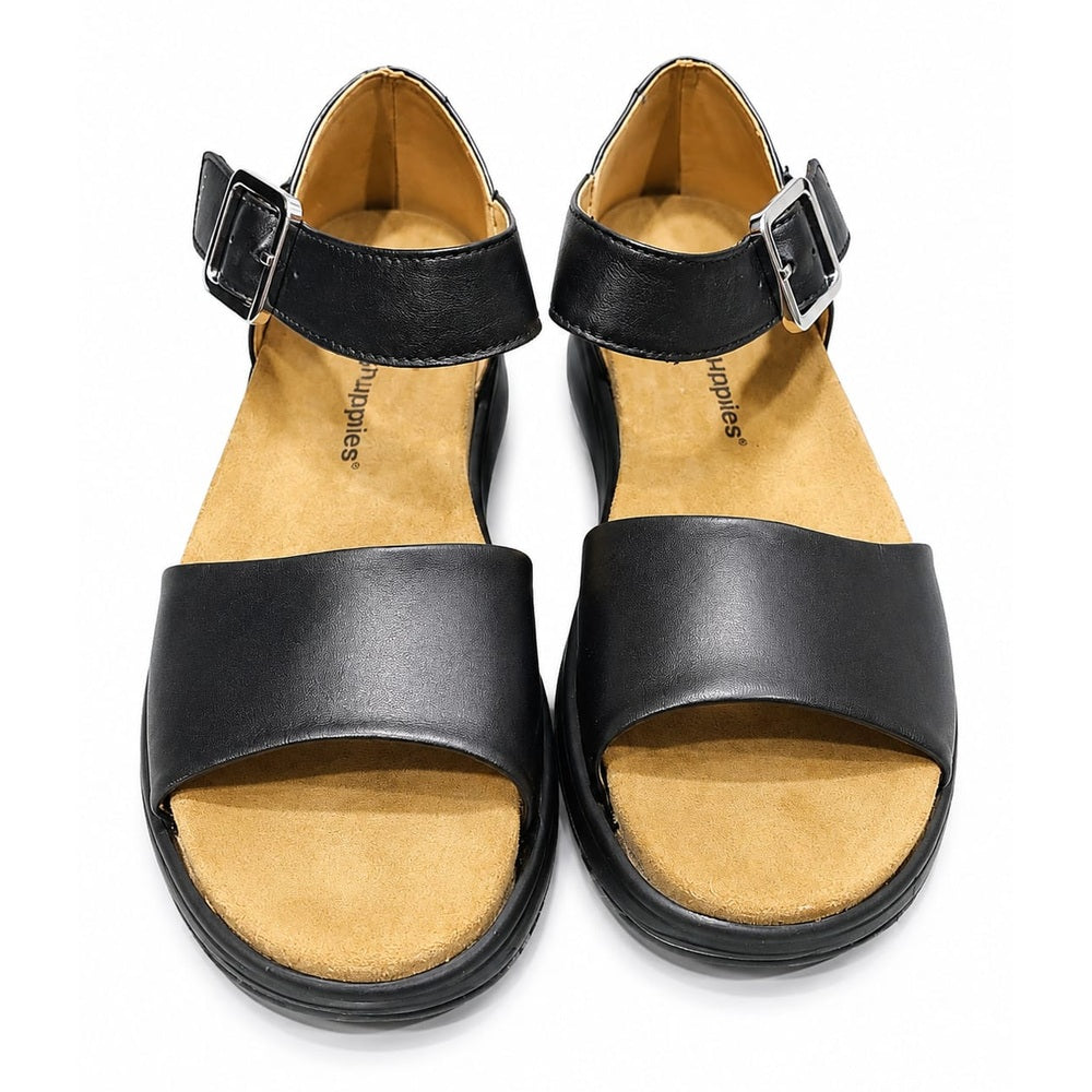 Hush Puppies Womens Tansy Sheep Okra Plus Leather Sandals In Black