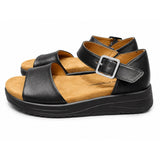 Hush Puppies Womens Tansy Sheep Okra Plus Leather Sandals In Black