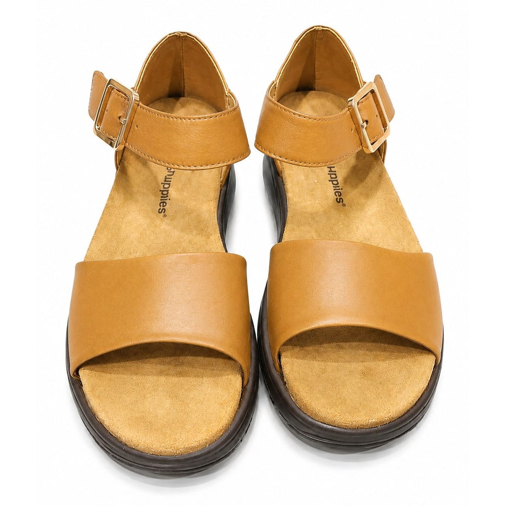 Hush Puppies Womens Tansy Cuoio Two Tone Sheep Okra Leather Sandals In Tan