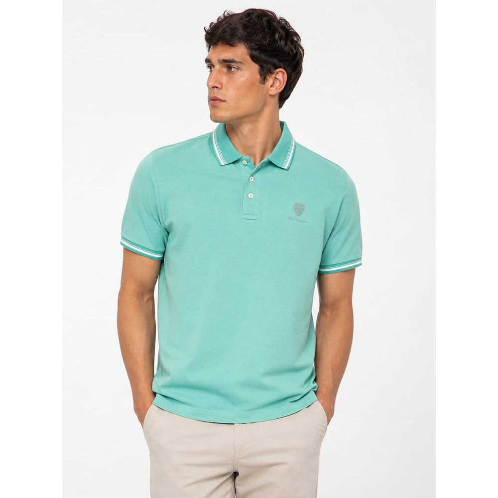 Ben Sherman Mens Badge Polo Short Sleeves In Meadow Teal