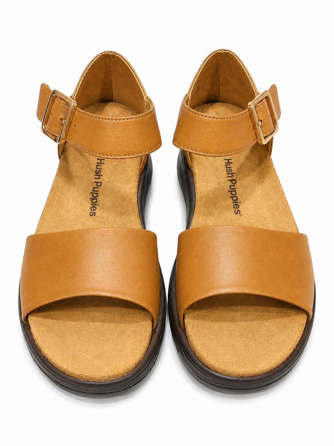 Hush Puppies Womens Tansy Cuoio Two Tone Sheep Okra Leather Sandals In Tan