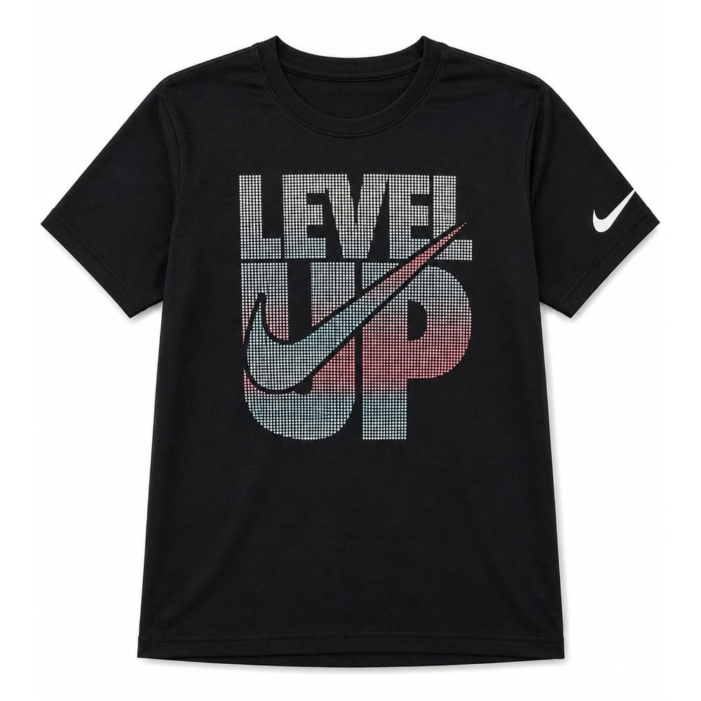 Nike Girls Level Up Gradient Boxy T-Shirt In Black Multi