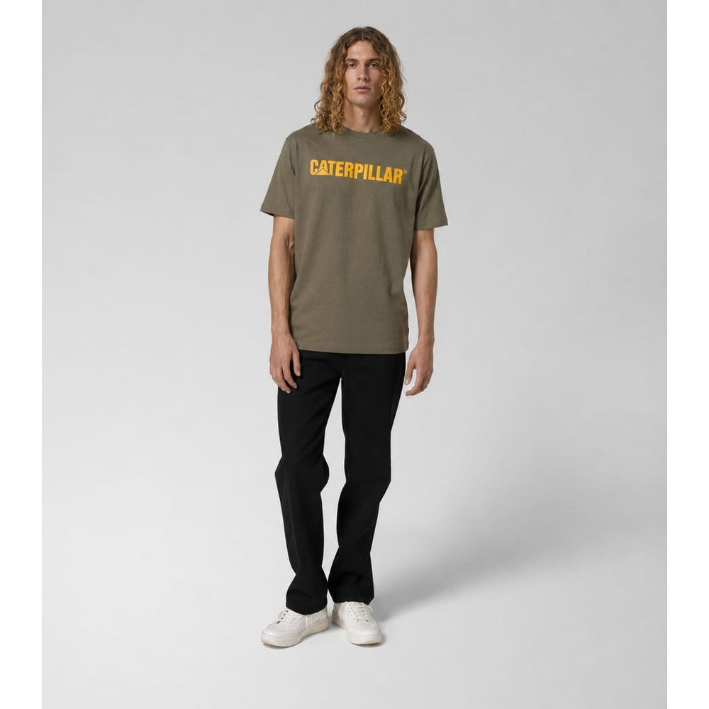 Caterpillar Mens Logo T-Shirt In Olive Night/Yellow