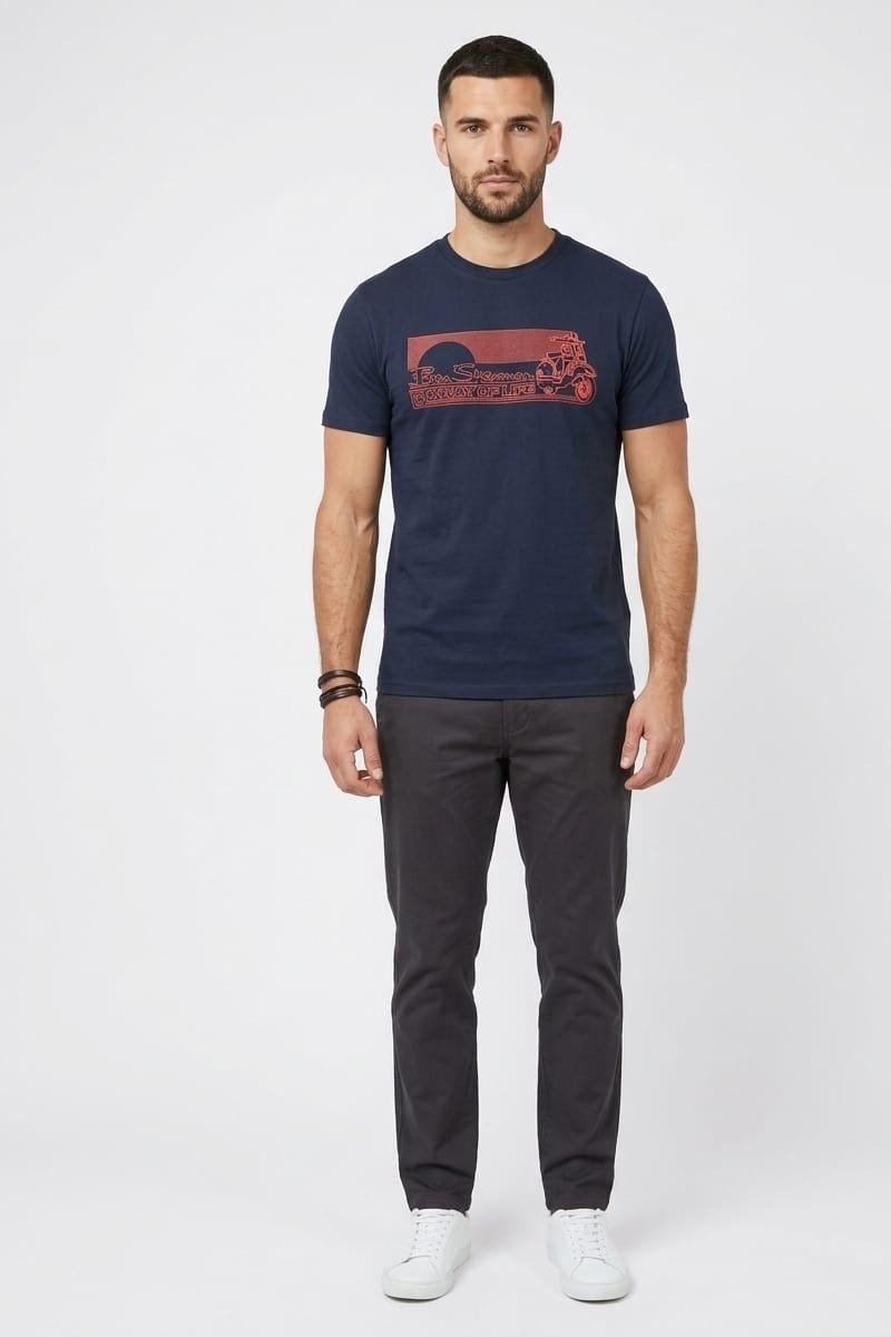Ben Sherman Mens Way Of Life T-Shirt In Navy/Red