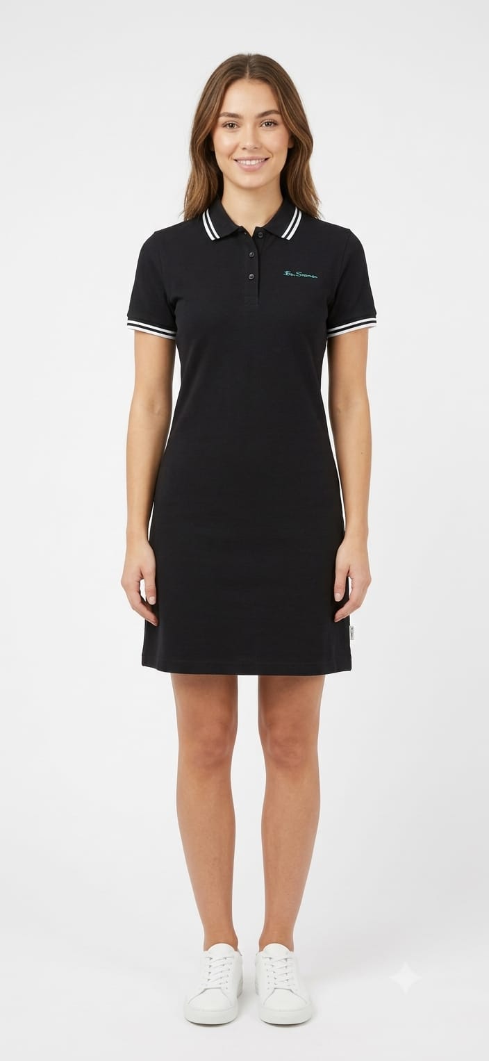 Ben Sherman Womens Briar Short Sleeves Polo Dress In Black