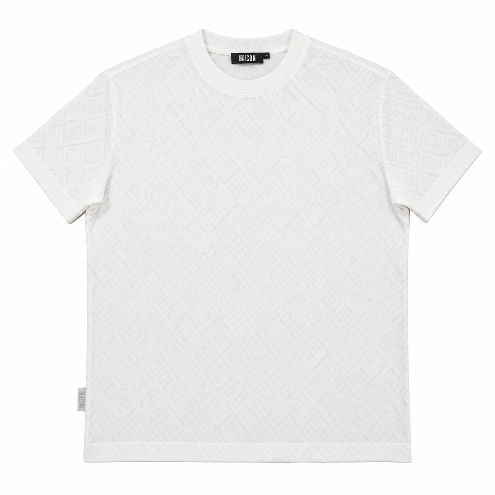 Icon Milano Mens Textured T-Shirt In White