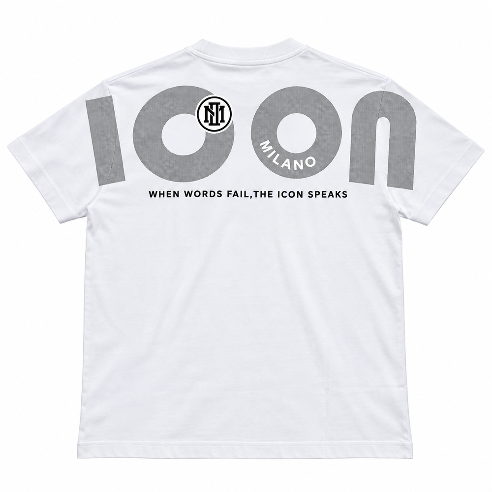 Icon Milano Mens Shoulder Logo T-Shirt In Grey