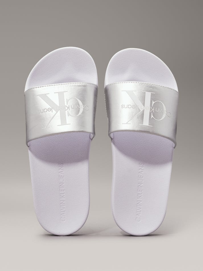 Calvin Klein Womens Cream Ftw Ny Pearl Slides